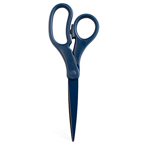 JAM PAPER Multi-Purpose Precision Scissors - 8 Inch - Navy Blue - Ergonomic Handle & Stainless Steel Blades - Sold Individually - color: Navy Blue, size: Standard (8 Inch)