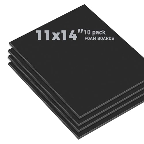 Golden State Art, Pack of 10, 3/16" Thick, 11x14 Black Foam Boards (11x14, Black) - color: Black, size: 11x14