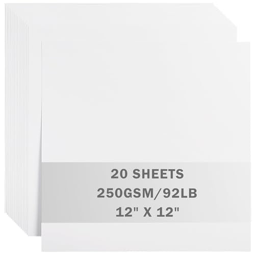20 Sheets White Cardstock 12" x 12" Card Stock 250gsm/92lb Thick Construction Paper for Cricut, Scrapbook, Crafts, Card Making UAP34WH20 - color: White