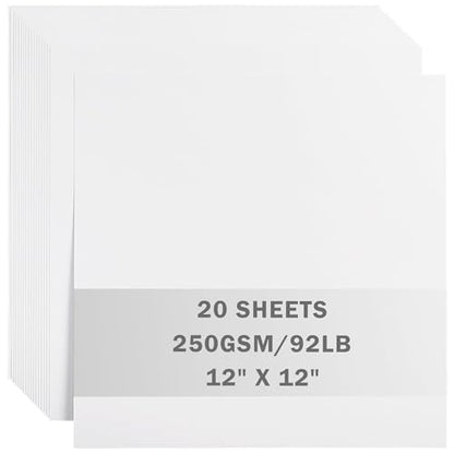 20 Sheets White Cardstock 12" x 12" Card Stock 250gsm/92lb Thick Construction Paper for Cricut, Scrapbook, Crafts, Card Making UAP34WH20 - color: White