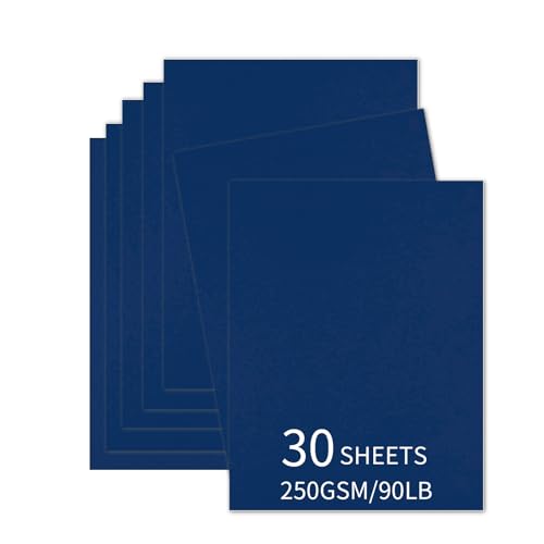 30 Sheets Navy Blue Cardstock 8.5'' x 11'', 250gsm/90lb Heavyweight Cover Cardstock Paper, Thick and Smooth Card Stock Perfect for Invitations, Menus, DIY Cards, Arts and Crafts - color: Navy Blue