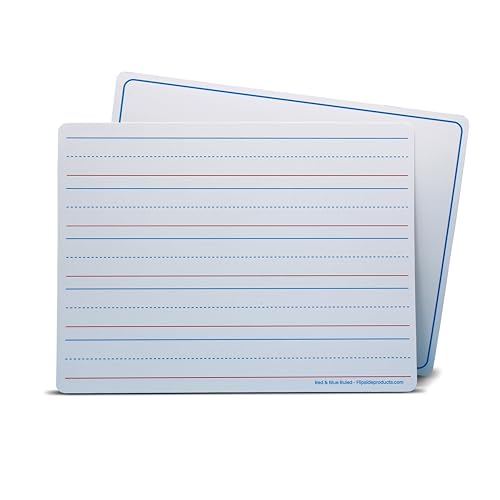 Dry Erase Learning Mat, Two-Sided Red & Blue Ruled/Plain, 9" x 12", Pack of 12 - style: Non-Magnetic