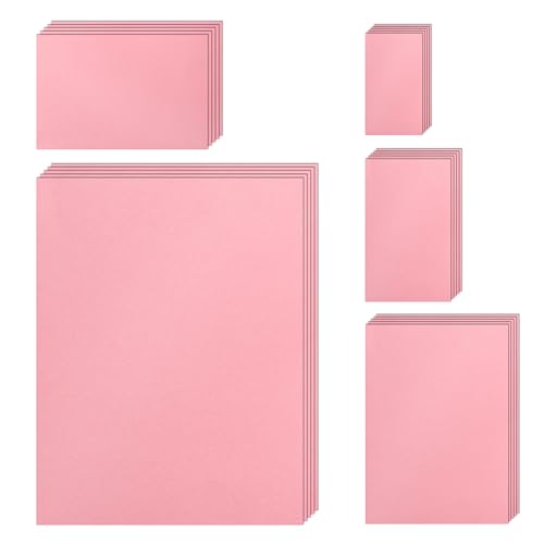 Silunkia 100 Sheets Pink Cardstock 5 Assorted Size Craft Paper, 200gsm/75lb Heavyweight Paper Card Stock for DIY Cards Making, Wedding Invitations, Office Printing, Menus, Festival Blessings - color: Pink, size: 100 Sheets