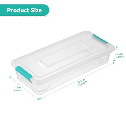 novelinks 4 Quart Clear Plastic Storage Containers with Lids (8 Pack) | Storage Bins with Lids, Stackable Small Clear Bins, Craft Storage Box, Paper Storage, Under Bed Storage Bins, Pencil Box - size: 4 Quart 8 Pack Green