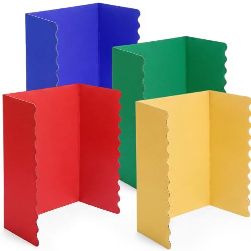 Mooliwe 4 Pack 26" X 17" Trifold Poster Board Tri Fold Poster Boards Foldable Corrugated Business Presentation Display Paper Boards for Science Fair Events, School Projects, Exhibitions - color: Rainbow, size: 26" X 17"