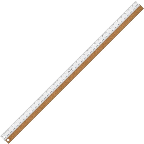 36 Inch Metal Ruler, Stainless Steel Straight Edge Ruler with Cork Backing, Non-Slip Imperial & Metric Measuring Tool for School, Office, Woodworking, Drafting - style: 36"Single
