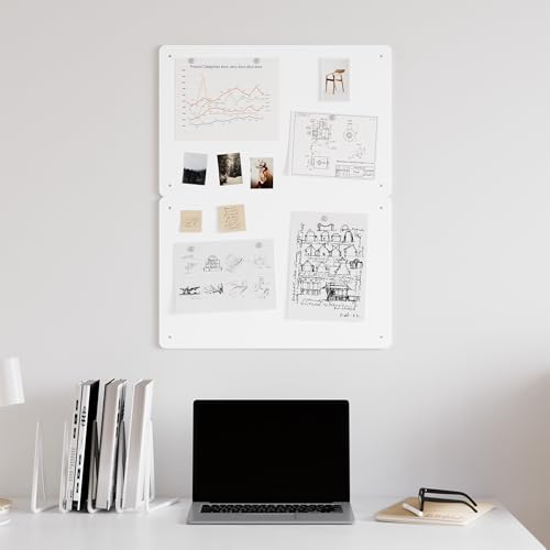 2 Pack Magnetic Board for Wall, 17.5" x 11.4" Magnet Bulletin Memo Board, Metal Sheets to Display Magnetic Letter Number Souvenir, Notes, Poetry, Photos, White - color: White