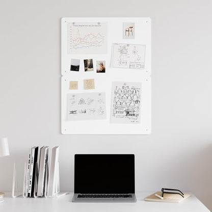 2 Pack Magnetic Board for Wall, 17.5" x 11.4" Magnet Bulletin Memo Board, Metal Sheets to Display Magnetic Letter Number Souvenir, Notes, Poetry, Photos, White - color: White