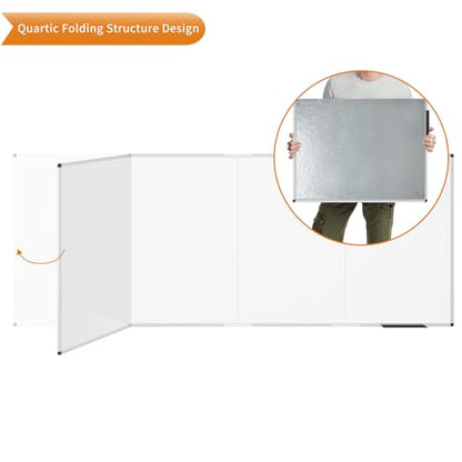 VIZ-PRO Magnetic Dry Erase Board, 120 X 48 Inches, Foldable Wall-Mounted Whiteboard with Silver Aluminum Frame & Marker Tray for School Office and Home 10' X 4' - size: 120"W x 48"H