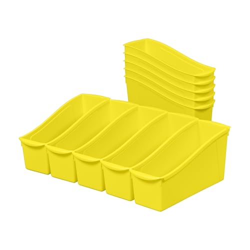 ECR4Kids Linking Plastic Storage Book Bin, Multipurpose Organization, Neon Yellow, 10-Piece - color: Neon Yellow
