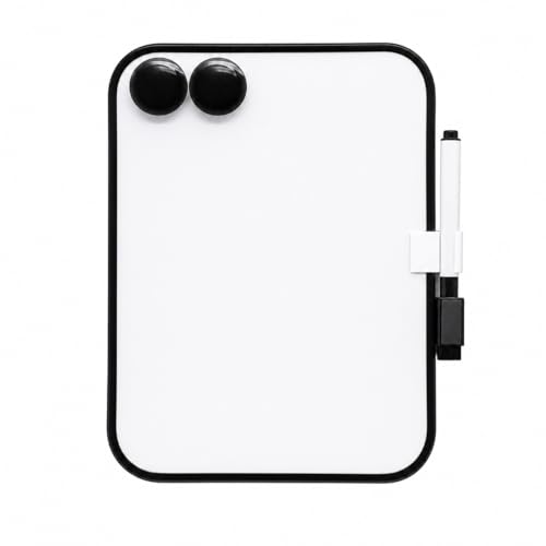 6" X 8" Small White Board with Erasable Markers and 2 Magnets(Black) | ABS frame, magnetic board—smooth surface; easy to write on and erase—mini whiteboard for kitchen, school lockers, and offices - color: Black