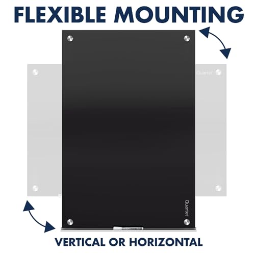 Quartet Magnetic Dry Erase Board, 96" x 48" Glass Whiteboard for Wall, Infinity, Black (G9648B) - size: 96"W x 48"H