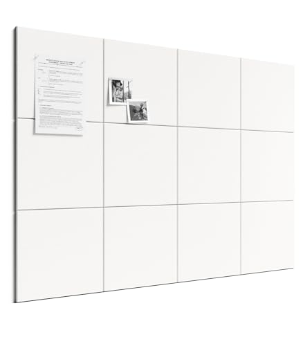 Bumusty Large Cork Board 48" x 36" Alternative - 12 Pack Felt Wall Tiles with 70 Safe Removable Adhesive Tabs, 30 Pushpins, Cork Boards for Walls Pin Board Bulletin Board Office Decor (Milky White) - color: Milky White, size: Solid Tile 12-Pack