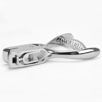 Heavy Duty Handheld Hole Punch for ID Cards, Plastic, PVC, Cardstock, Cardboard, Zinc Alloy Construction, Sharp Blade Edge, Spring Action (Oval-Slot) - style: Oval-Slot