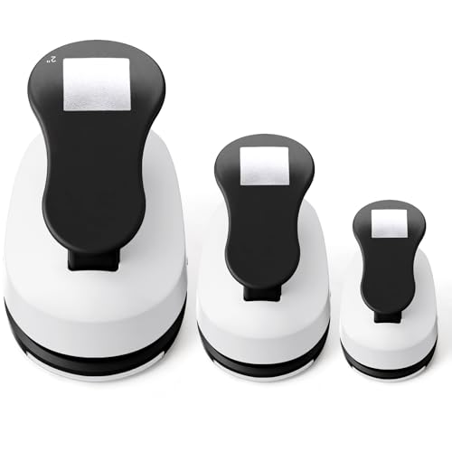 CHENGU 3 Pack Square Craft Hole Punch Corner to Corner 2, 1 and 5/8 Inch Punch Paper Punchers with 10 Pcs Sticker, Cutter Black for Card Making Scrapbook DIY Albums Photo Office Supplies - color: Black, style: Square