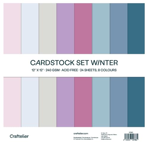 Craftelier - Cardstock Set Winter | Pack of 24 Double Sided Cardstock for Card Making, Scrapbooking and Craft Projects | Weight 240 grams | Size 30,48 cm x 30,48 cm (12" x 12") - color: Winter, size: 12" x 12"