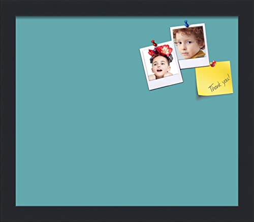 PinPix 14x12 Inch Cork Bulletin Board. This Decorative Framed Pin Board Comes with Aqua Pastel Design and a Satin Black Frame. Ideal for Home Office Decor or Message Board (PinPix-1806) - color: Aqua Pastel, size: 12" x 14"