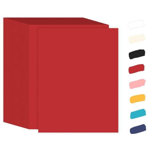 100 Sheets Red Cardstock 8.5 x 11 65lb Printer Paper, Goefun Red Card Stock Paper for Christmas, Invitations, Cards Making and Craft - color: red