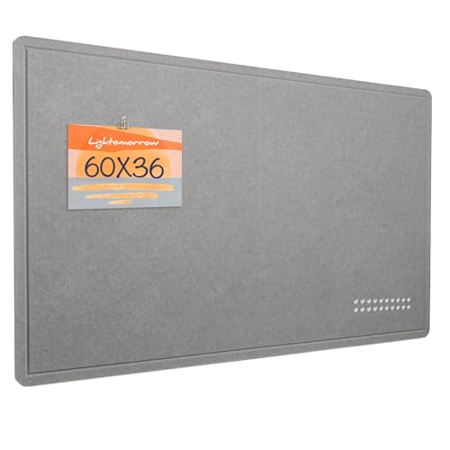Large Bulletin Board - 60 x 36 Inches, Decorative Felt Pin Board for Wall - 5' x 3' Foldable Photo Display Board with Self-Adhesive Tape, Includes 20 Push Pins - Gray - color: Gray, size: 60×36 inches
