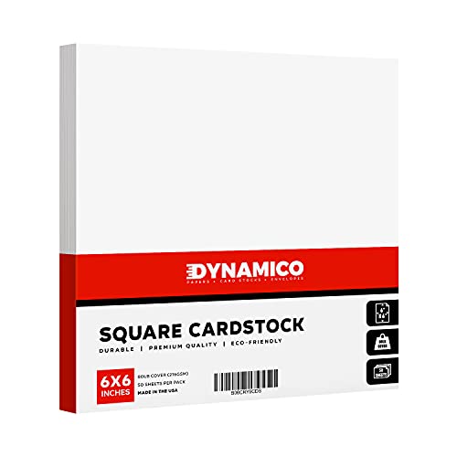 6” x 6” Square Cardstock | 80lb Cover White Thick Card Stock Paper – Smooth Finish | Great for Arts and Crafts, Photos, Wedding Invitations, Scrapbooking, Flash Cards, Business Cards | 50 per Pack - size: 6 x 6