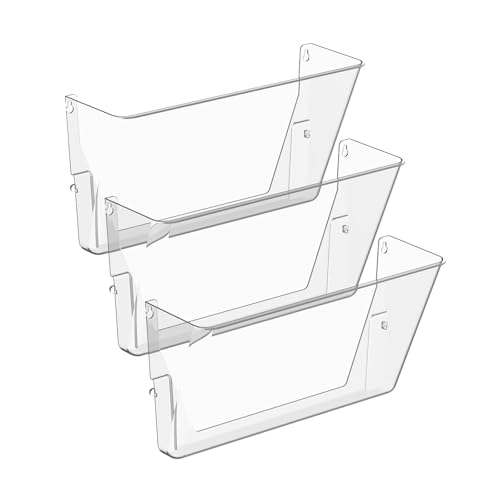 Gawerk Clear Acrylic Single Pocket, Plastic Hanging Wall Mount File Holder for Office Home (Clear, 3 Pack) - color: Clear, size: 3 Pack