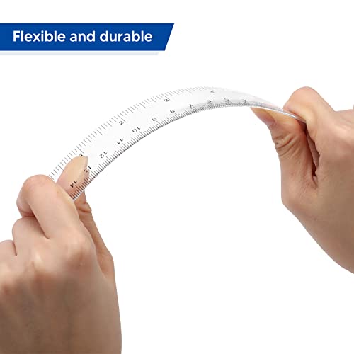 Zonon 100 Pcs 6 Inch Rulers Bulk Clear Plastic Flexible Straight Rulers with Inches and Centimeters First Day of School Gift for Students Back to School Office Supplies - color: Clear