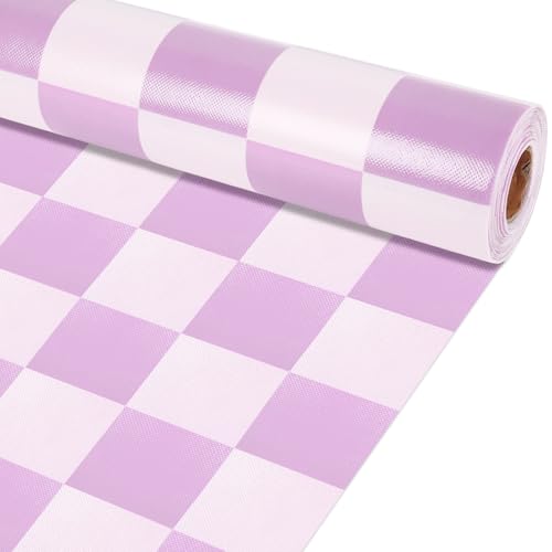 Purple Checkered Bulletin Board Roll Non-Woven Fabric Poster 15.7" x65.6ft - color: Purple Checkered, size: 787.2" x 15.7"