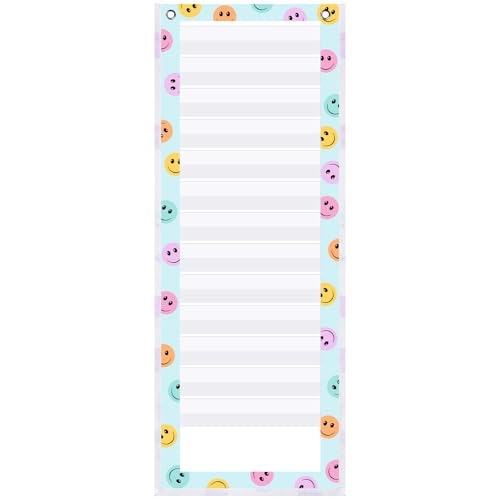 Eersida Smile Face Pocket Chart for Classroom with 13+1 Pockets 18 Dry-eraser Blank Cards and 2 Hooks 13 x 35.4 Inch Teacher Educational Tools Chart for Office Home Preschool Kindergarten Supplies - style: Smile