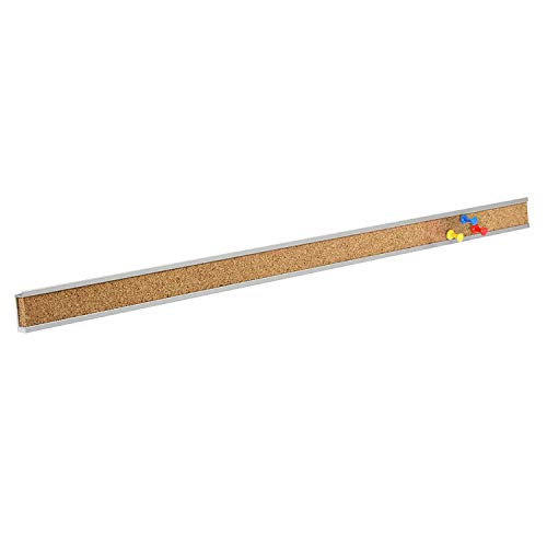 Corksidol Bulletin Bar Strip, Cork Board, 15" x 1", Classroom, Office, Cubicle, Aluminum Frame (Silver) - color: Silver, size: 15 Inch - 1 Pack
