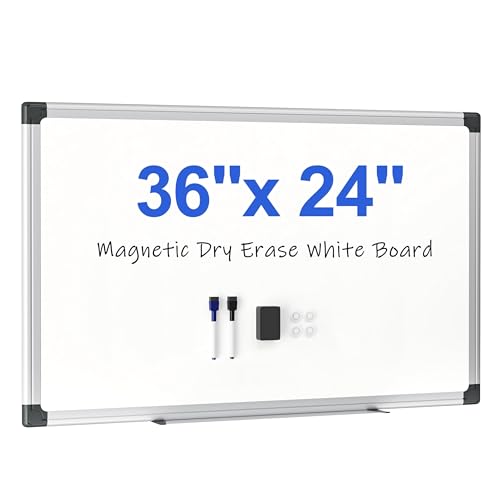 Magnetic Dry Erase Board 36 x 24 for Wall, Whiteboard for Home Office, School, Study Room – Silver Aluminum Frame with 2 Markers, 4 Magnets & Eraser