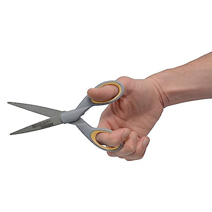 Westcott ‎13824 7” & 5” Pointed Titanium-Bonded Crafting Scissors with Soft Handles, Gray/Yellow (2 Pack) - style: Multiple (2 pack)