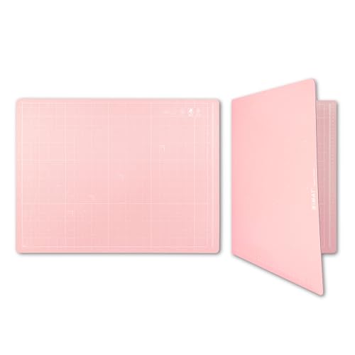 iMAT Flip Cutting Mat Note A2, Foldable, Double-Sided, Rose Pink | Inch grid front, cm dot back for precise measuring. Large 18" x 24" workspace, ideal for crafts, sewing, and DIY - color: Rose Pink