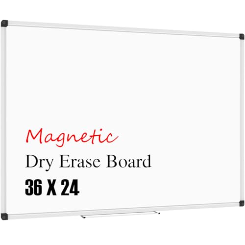XBoard Magnetic Whiteboard 36 x 24 Inch, Dry Erase White Board for Wall with Marker Tray 3' x 2' | Aluminum Frame Message Presentation Board for Home School & Office - size: 36"W x 24"H