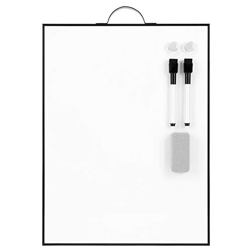 TSJ OFFICE Small White Board - 16" X 12" Portable Black Aluminum Framed Whiteboard, Magnetic Dry Erase Board with a Handle, to Do List Notepad for Office, Home, School - color: Black-vertical