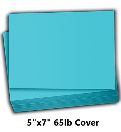 Hamilco Colored Scrapbook Cardstock Paper 5x7 Card Stock Paper 65 lb Cover 100 Pack (Electric Blue) - color: Electric Blue
