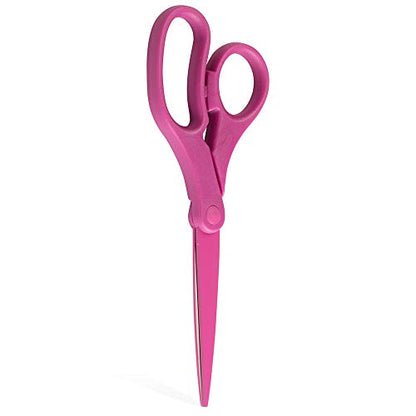JAM PAPER Multi-Purpose Precision Scissors - 8 Inch - Fuchsia Pink - Ergonomic Handle & Stainless Steel Blades - Sold Individually - color: Pink, size: Standard (8 Inch)