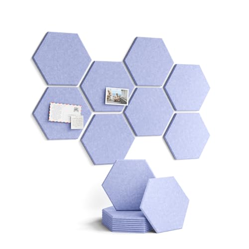 Fluxynara Hexagon Cork Board Alternative for Walls Decor-8-Pack Felt Bulletin Board Tiles,with 30 Pushpins,50 Adhesive Tabs for Office,Classrooms & Home Pin Board Felt Board-Soft Periwinkle - color: Soft Periwinkle, size: 8-Pack