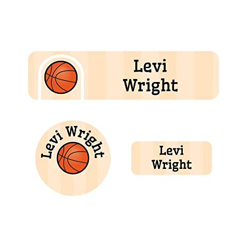 Name Bubbles - Kids Custom Name Labels for Daycare, School, Camp (102 Labels) - Personalized Waterproof Name Stickers for Clothes Tags, Lunch Boxes, Water Bottles, & School Supplies (Basketball) - color: Basketball, size: 102 Labels