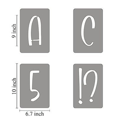 9 Inch Alphabet Letter Stencils for Painting - 42 Pack Letter and Number Stencil Templates with Signs for Painting on Wood, Reusable Letters and Numbers Stencils for Chalkboard Wood Signs & Wall Art - size: 9 Inch