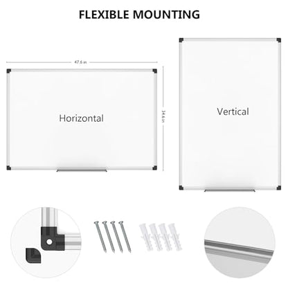 XBoard Magnetic Dry Erase Whiteboard 48 x 36 Inch, 4' x 3' Premium White Board for Wall with Marker Tray, Silver Aluminum Frame Presentation Board for Home Office Classroom - size: 48"W x 34.6"H