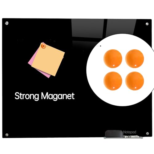 Magnetic Glass Dry Erase Board - Black Board 48 x 96 Inch Wall Mounted Glass Whiteboard, Large Frameless White Board for Wall Office, Home & School, Black - color: Black, size: 96"W x 48"H