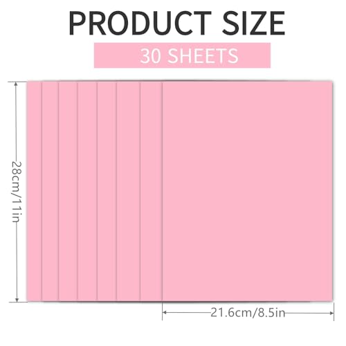 30 Sheets Pink Cardstock 8.5'' x 11'', 250gsm/90lb Heavyweight Cover Cardstock Paper, Thick and Smooth Card Stock Perfect for Invitations, Menus, DIY Cards, Arts and Crafts - color: Pink