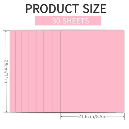 30 Sheets Pink Cardstock 8.5'' x 11'', 250gsm/90lb Heavyweight Cover Cardstock Paper, Thick and Smooth Card Stock Perfect for Invitations, Menus, DIY Cards, Arts and Crafts - color: Pink