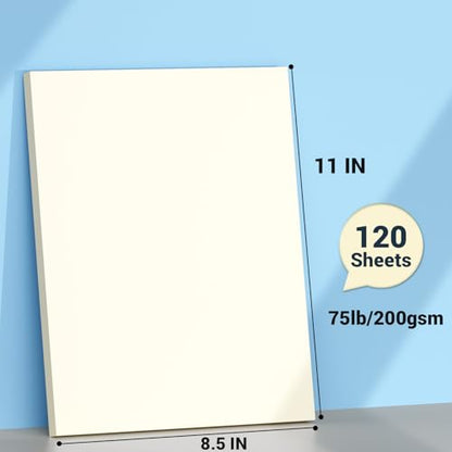 Cardstock 8.5 x 11, Thick Printer Paper, Card Stock Paper 200 gsm, 120 Sheets Cream Card Stock, Off White Heavy Card stock, Construction Paper for Invitations, Diy Cards, Business Cards, Drawing etc - color: Cream, size: 8.5x11 IN-120 Sheets