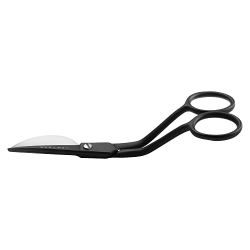Applique Pelican Duckbill Blade 5.8 Inch - Double Bent Curved Offset Handle Scissors with Pouch Sleeve for Embroidery, Fabric, Thread, Knitting, Sewing, Arts & Craft (Black) - style: Black