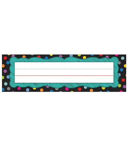 Carson Dellosa Colorful Polka Dot Name Plates for Desk, Elementary Name Tags for Classrooms, Student Desk Name Cards With Handwriting Lines for Classroom Organization (36 pc) - style: Colorful Chalkboard