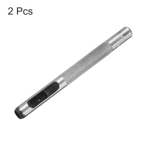 HARFINGTON 2pcs Leather Round Hole Punch, 5mm Hollow Hole Puncher Cutter Carbon Steel Circle Hole Punching Cutting Tool for Belt/DIY Leather Craft - size: 5mm