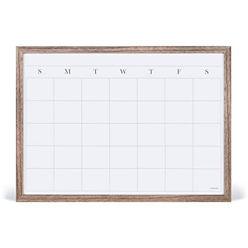 U Brands Organization Center Kit, Rustic Wood Frame, Includes Magnetic Dry Erase Calendar, Magnetic Whiteboard, Linen Bulletin Board, Along with 6 Pins, 4 Markers, and 4 Magnets (4835U00-01)