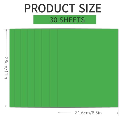 30 Sheets Green Cardstock 8.5'' x 11'', 250gsm/90lb Heavyweight Cover Cardstock Paper, Thick and Smooth Card Stock Perfect for Invitations, Menus, DIY Cards, Arts and Crafts - color: Green