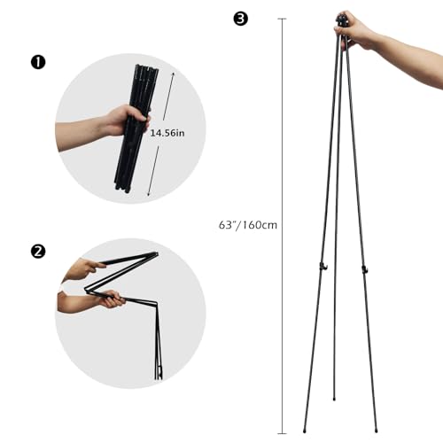 RRFTOK 63'' Instant Easel,Easel Stand for Display,Art, and Crafts,Foldable Portable Ground Easel for Wedding Banner and Poster Display Stand,Easel Display Metal Tripod with Portable Bag. - style: 63B 4pack